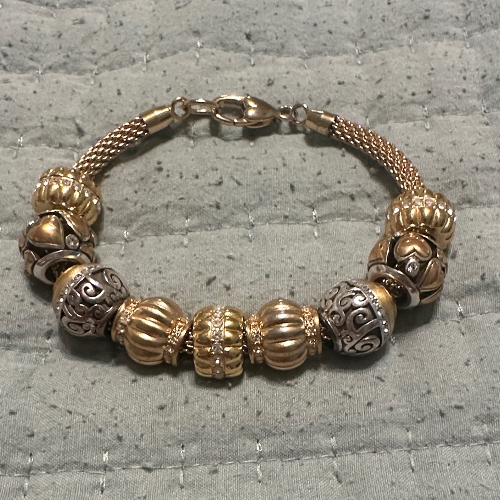 Brighton Gold and Silver Ornate Beaded Bracelet